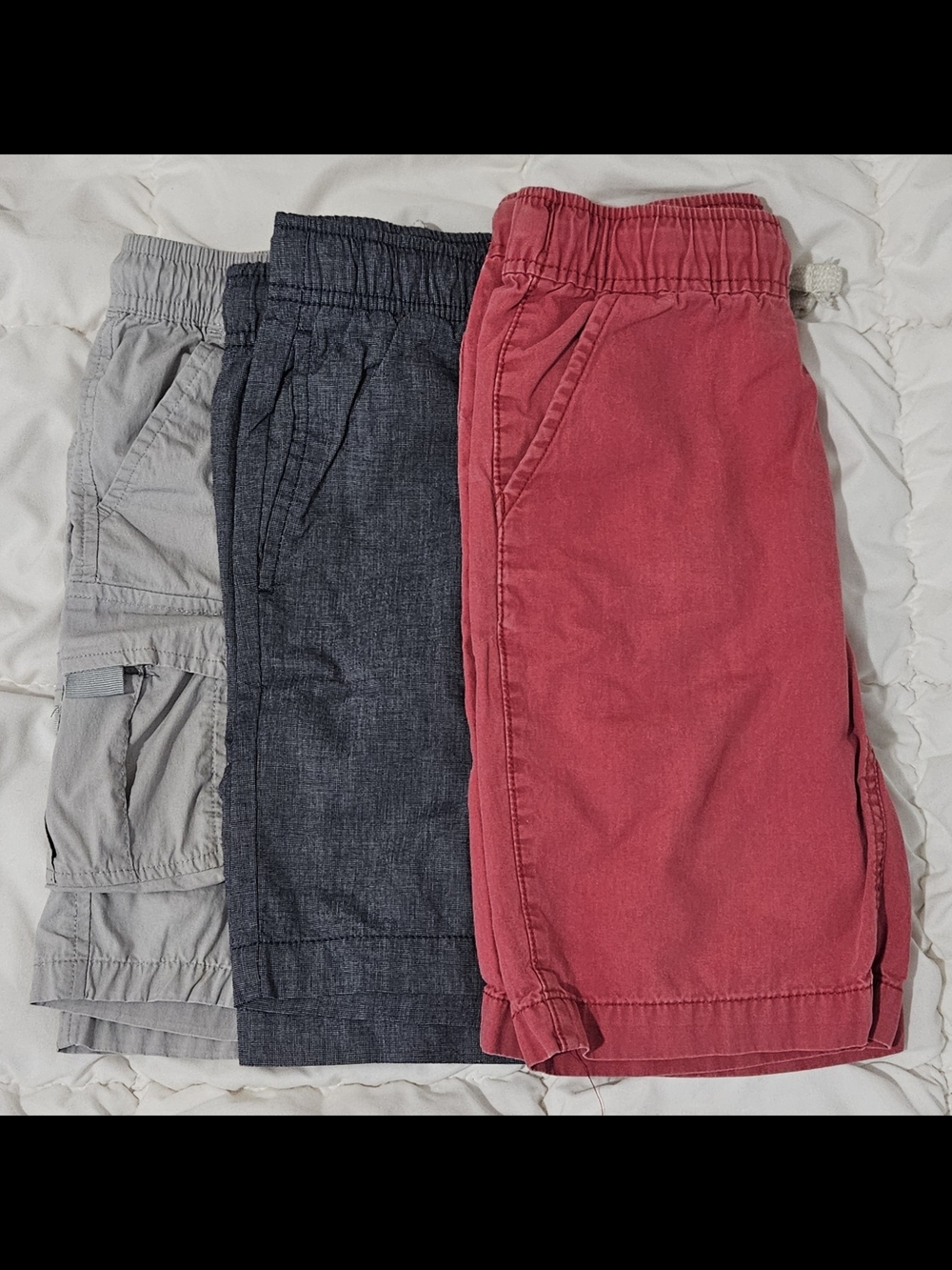 3 Pair of Size 6/7 Boy's Shorts- Red, Navy, Light Gray